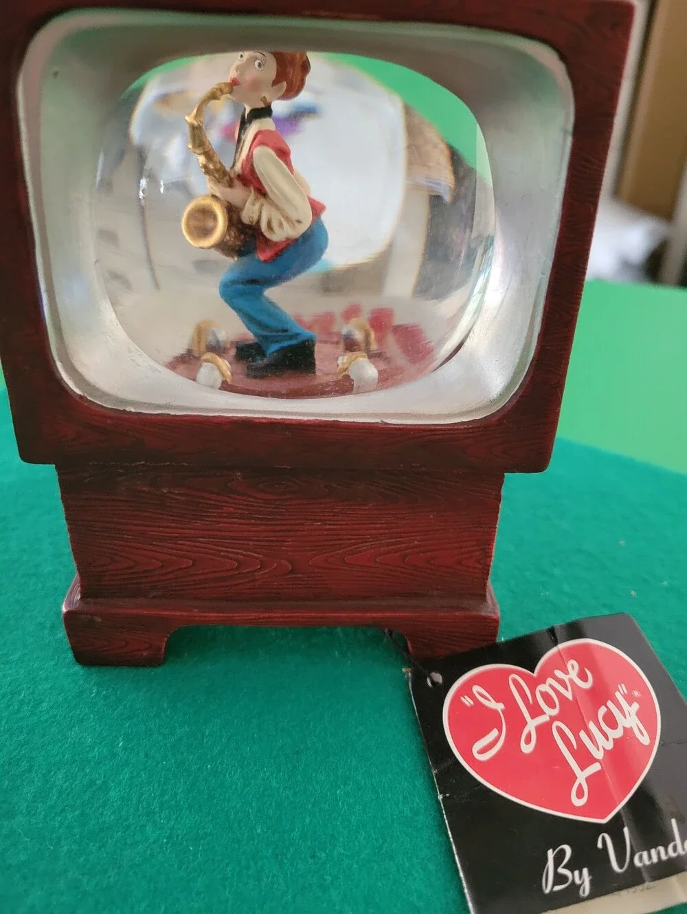 I Love Lucy Saxophone Player Water Globe Music Box By Vandor